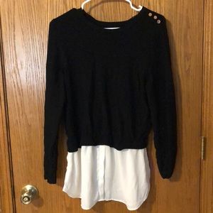 sweater with white blouse attached